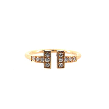Tiffany & Co. T Wire Ring 18K Rose Gold with Diamonds
