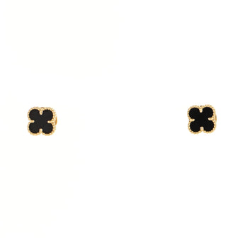Van Cleef & Arpels Sweet Alhambra Stud Earrings 18K Yellow Gold and Onyx