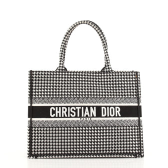 Christian Dior Book Tote Houndstooth Canvas Small