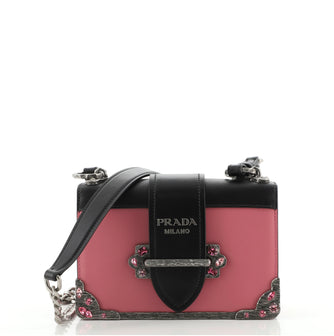 Prada Cahier Chain Crossbody Bag City Calf and Saffiano Small