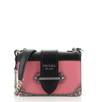 Prada Cahier Chain Crossbody Bag City Calf and Saffiano Small