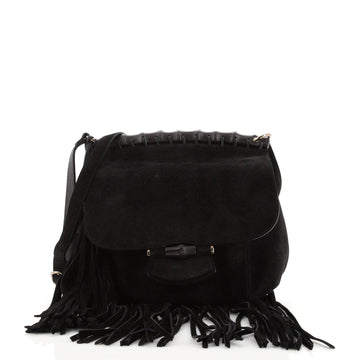 Gucci Nouveau Fringe Crossbody Bag Suede Medium