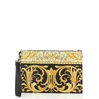 Versace Wristlet Pouch Printed Leather
