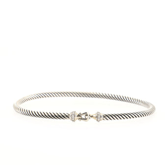 David Yurman Cable Buckle Bracelet Sterling Silver and Diamond 3mm