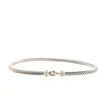 David Yurman Cable Buckle Bracelet Sterling Silver and Diamond 3mm