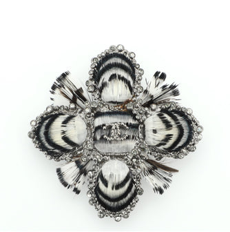Chanel Paris-Edinburgh CC Cross Brooch Metal and Feather with Crystals