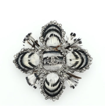 Chanel Paris-Edinburgh CC Cross Brooch Metal and Feather with Crystals
