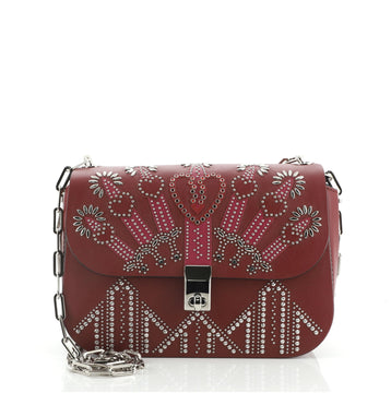 Valentino Love Blade Shoulder Bag Embroidered Leather Small