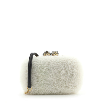 Alexander McQueen Skull Box Convertible Clutch Shearling Small