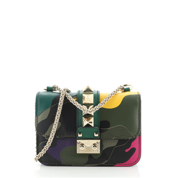 Valentino Glam Lock Shoulder Bag Camo Leather and Canvas Mini