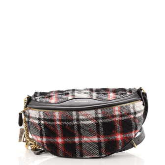 Balenciaga Souvenir Belt Bag Quilted Wool with Leather XS