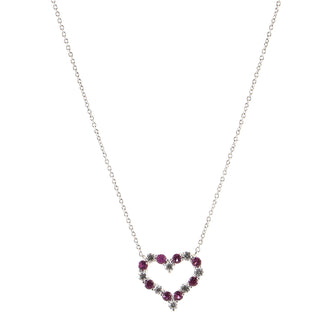 Tiffany & Co. Heart Pendant Necklace Platinum with Diamonds and Pink Sapphires