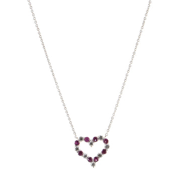 Tiffany & Co. Heart Pendant Necklace Platinum with Diamonds and Pink Sapphires