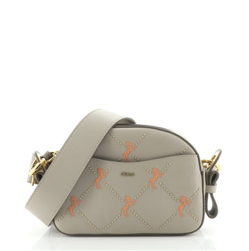 Chloe Dome Shoulder Bag Studded Embroidered Leather Small