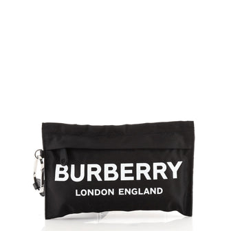 Burberry Logo Zip Pouch Printed Leather Small