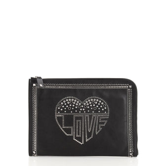 Valentino Love Zip Around Clutch Studded Leather