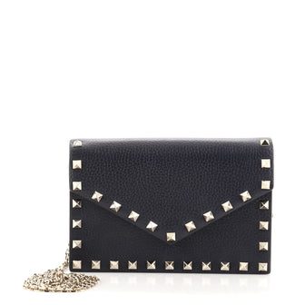 Valentino Rockstud Envelope Chain Crossbody Bag Leather Small