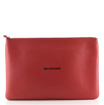 Balenciaga Everyday Logo Pouch Printed Leather Large