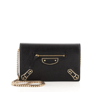 Balenciaga City Classic Metallic Edge Wallet on Chain Leather Small