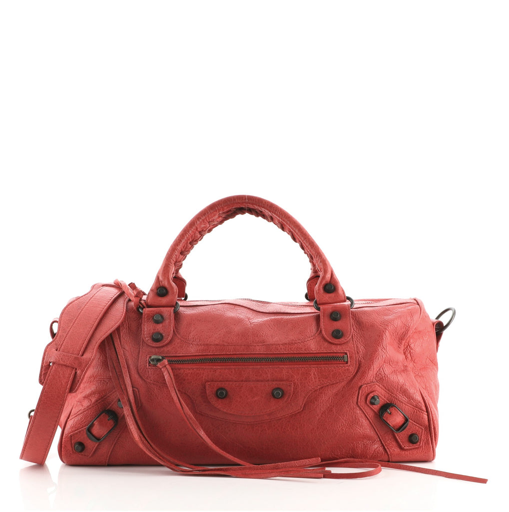 At vise Saks Autonomi Balenciaga Twiggy Classic Studs Bag Leather Maxi Red 74556172