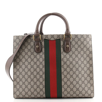 Gucci Animalier Web Top Handle Tote GG Coated Canvas Large