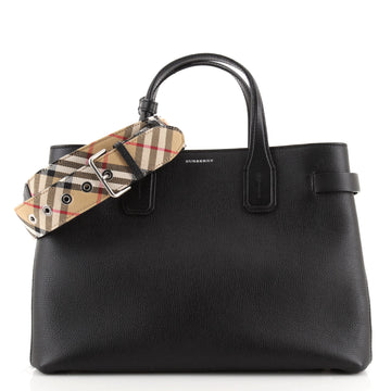 Burberry Banner NM Tote Leather with Vintage Check Canvas Medium
