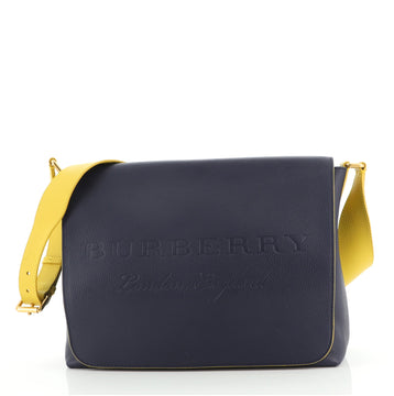 Burberry Embossed Logo Flap Messenger Leather Medium