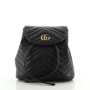 Gucci GG Marmont Drawstring Backpack Matelasse Leather Mini