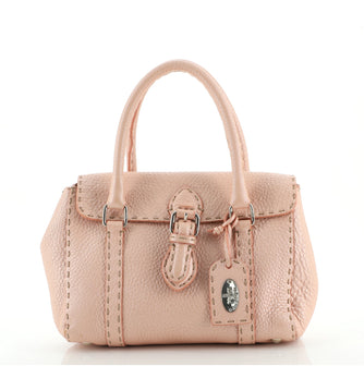 Fendi Selleria Linda Satchel Pebbled Leather Mini