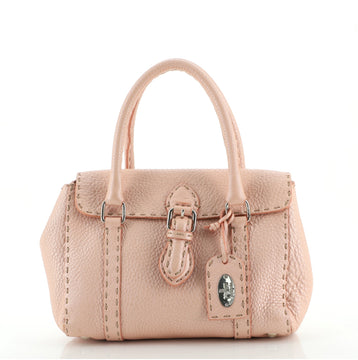 Fendi Selleria Linda Satchel Pebbled Leather Mini