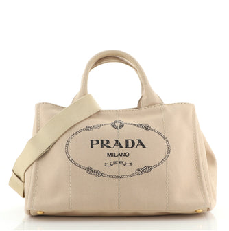 Prada Canapa Convertible Tote Canvas Medium