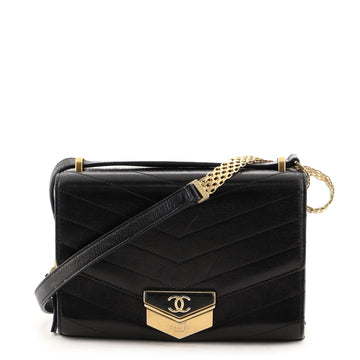 Chanel Medal Envelope Flap Bag Chevron Calfskin Small