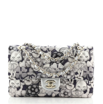 Chanel Emoticon Classic Double Flap Bag Quilted Printed Canvas Medium
