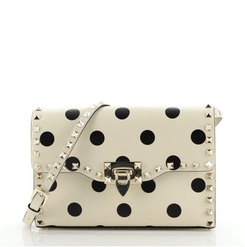 Valentino Rockstud Flip Lock Flap Bag Printed Leather Medium