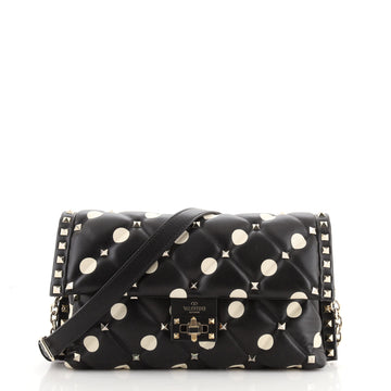 Valentino Candystud Shoulder Bag Printed Leather Medium