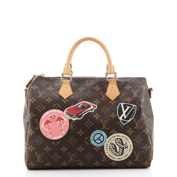 Louis Vuitton Speedy Bandouliere Bag Limited Edition World Tour Monogram  Canvas 30 Brown 125911286