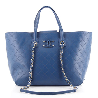 Chanel Covered CC Shopping Tote Stitched Calfskin Medium
