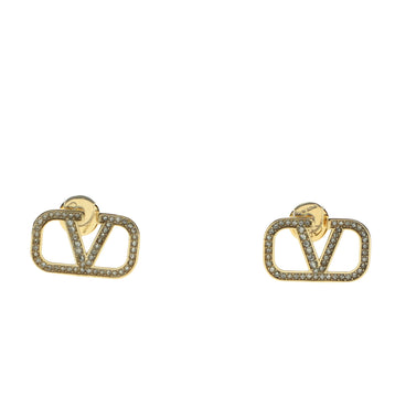 Valentino VLogo Stud Earrings Crystal Embellished Metal