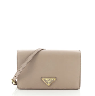 Prada Flip Lock Wallet on Chain Clutch Saffiano Leather Small