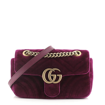 Gucci GG Marmont Flap Bag Matelasse Velvet Small