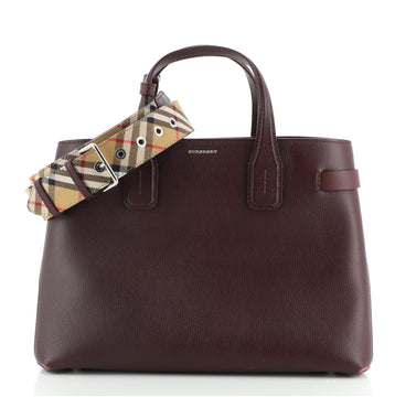 Burberry Banner NM Tote Leather with Vintage Check Canvas Medium
