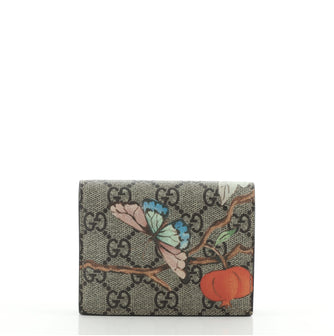 Gucci Flap Card Case Tian Print GG Coated Canvas