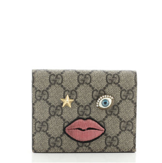 Gucci Flap Card Case GG Coated Canvas with Applique