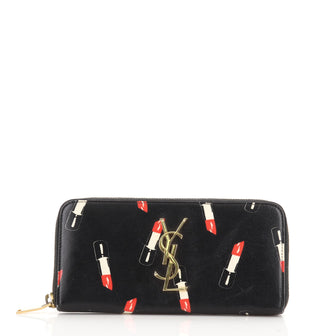 Saint Laurent Classic Monogram Zip Around Wallet Printed Leather