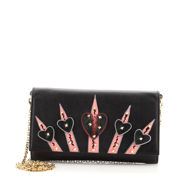Valentino Love Blade Chain Wallet Leather with Applique and Micro Rockstuds
