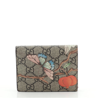 Gucci Flap Card Case Tian Print GG Coated Canvas