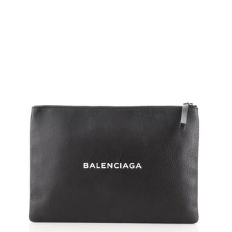 Balenciaga Everyday Logo Pouch Printed Leather Large