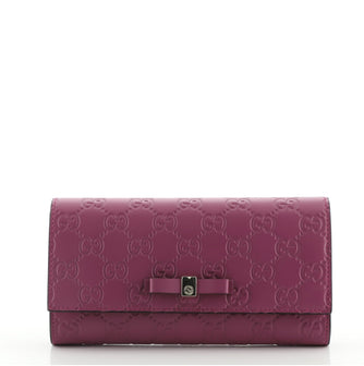 Gucci Bow Continental Wallet Guccissima Leather