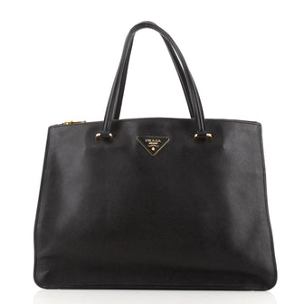 Prada Cuir Double Zip Tote Saffiano Leather Medium