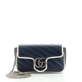 Gucci GG Marmont Flap Bag Diagonal Quilted Leather Super Mini